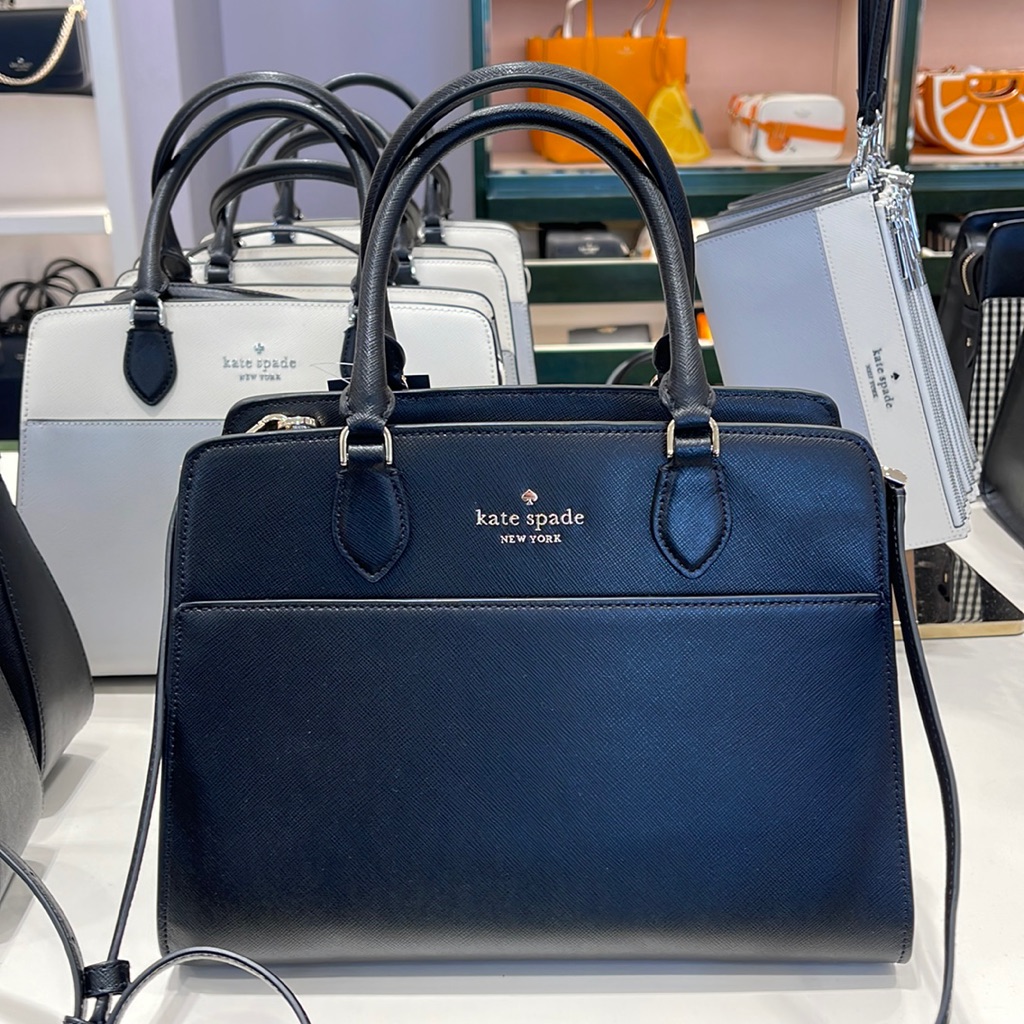 Kate Spade Madison Safiano Leather Medium Satchel Handbag Color: Black Nwt